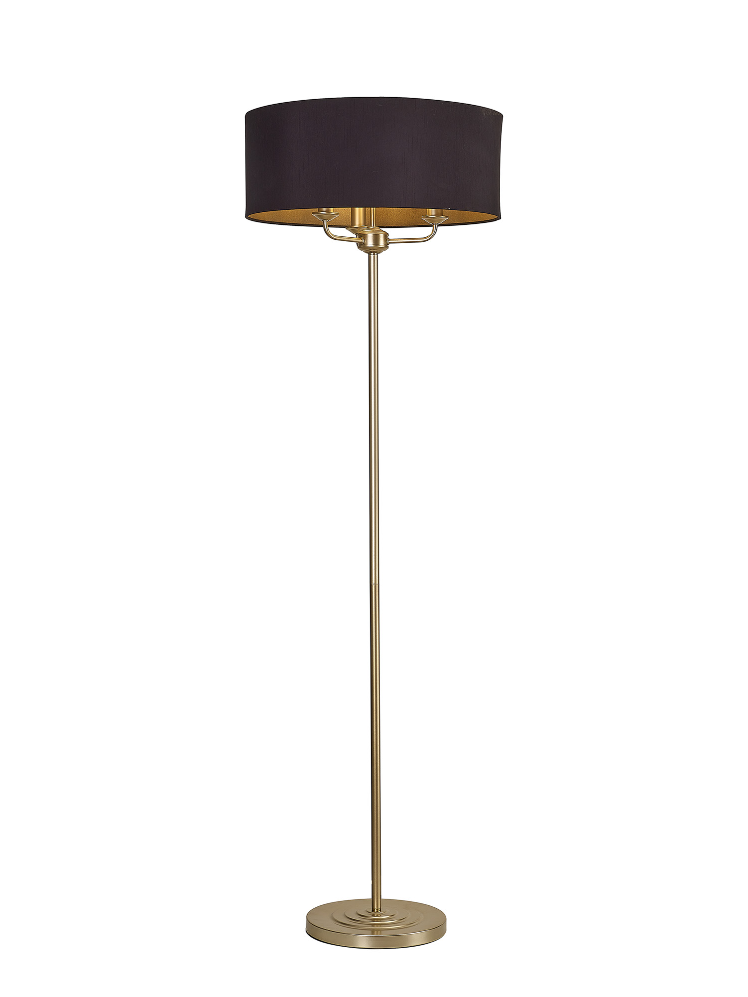 DK0999  Banyan 45cm 3 Light Floor Lamp Champagne Gold, Midnight Black